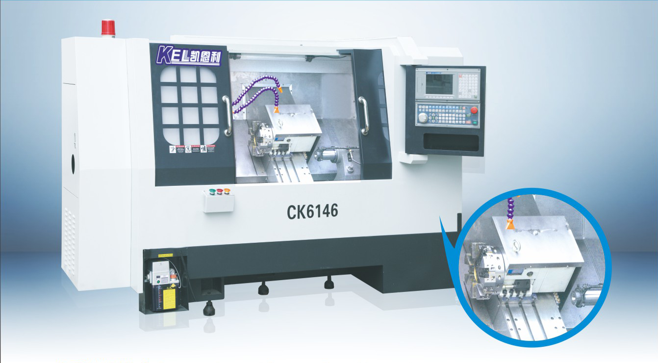 46 刀塔型 帶尾座（ 45度斜床身 線(xiàn)軌機(jī)）CKX6146D-W